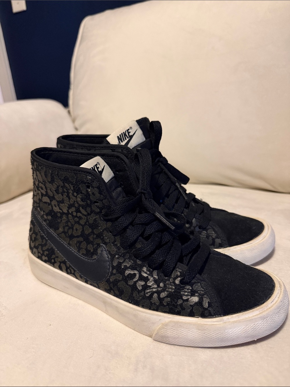 Nike Women’s Primo Court Black Tonal Leopard High Tops